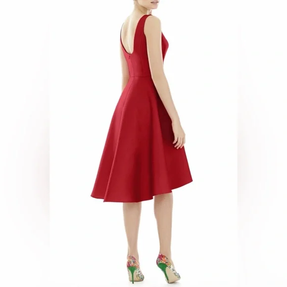 Alfred Sung Bateau Neck High Low Cocktail Dress - Picture 2 of 5